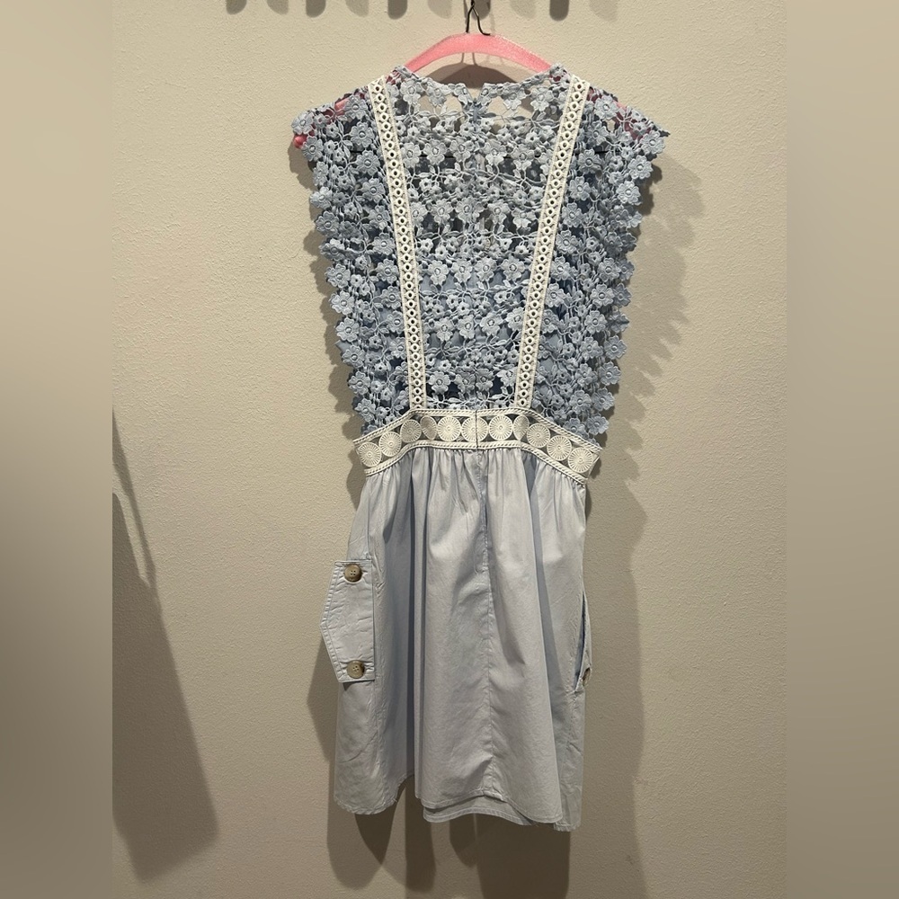 SELF PORTRAIT Floral Vine Mini Dress in Baby Blue / Size 2 / - Picture 2 of 13